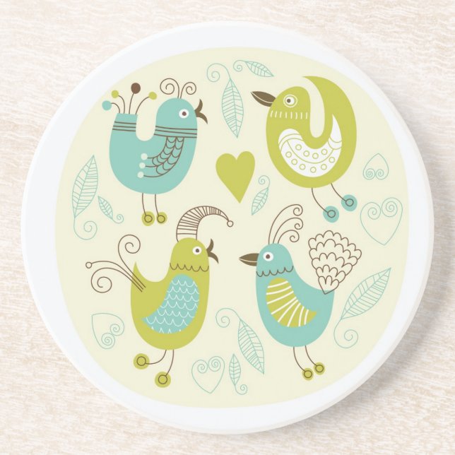 cate cartoon birds drink coaster (Front)