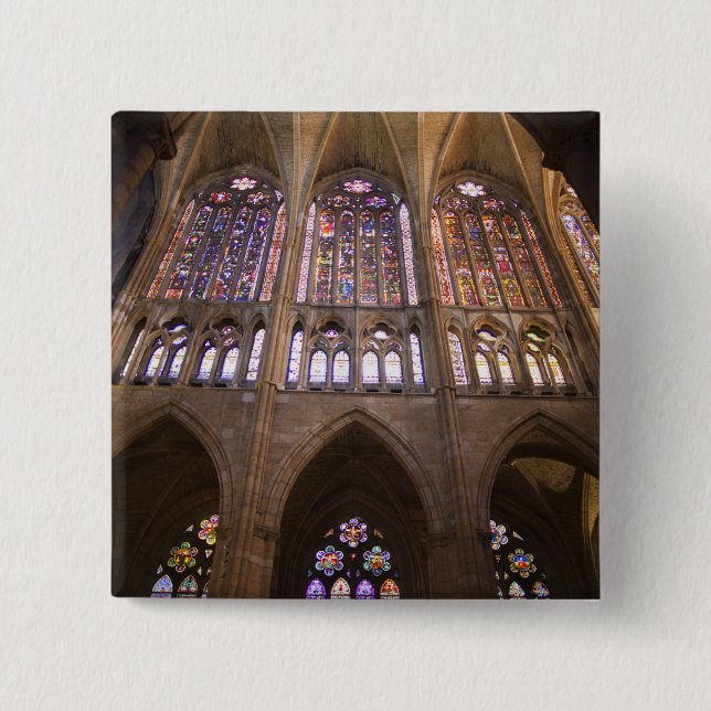 Catedral de Leon, interior stained glass windows Button (Front)