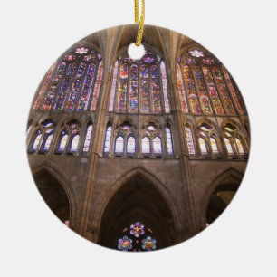 Catedral de Leon, interior stained glass windows Ceramic Ornament
