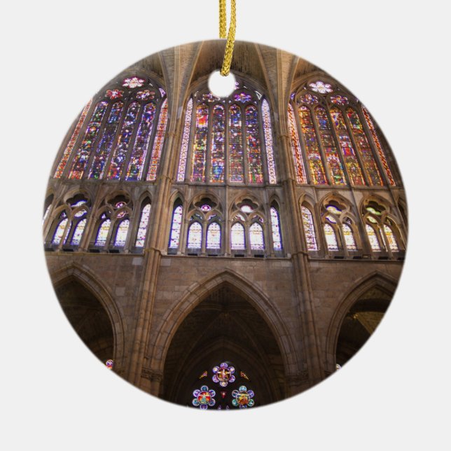 Catedral de Leon, interior stained glass windows Ceramic Ornament (Front)