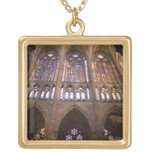 Catedral de Leon, interior stained glass windows Gold Plated Necklace