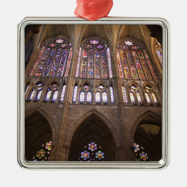 Catedral de Leon, interior stained glass windows Metal Ornament (Front)