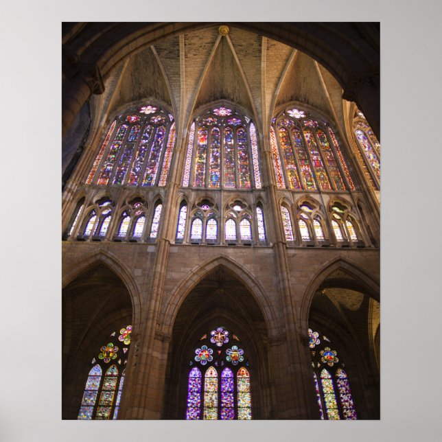 Catedral de Leon, interior stained glass windows Poster (Front)