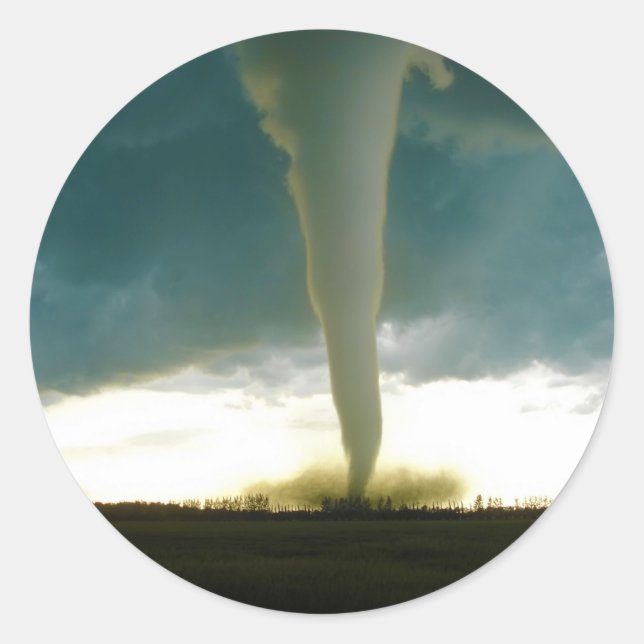 Category F5 Tornado Approaching Elie Manitoba Classic Round Sticker (Front)