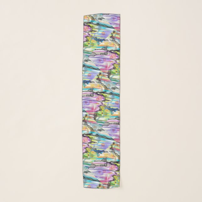 CATEGORY FIVES SWIRLING ABSTRACT Ar Chiffon Scarf (Front)
