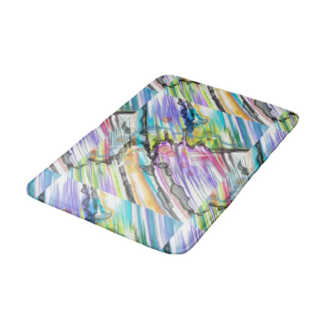 CATEGORY FIVES SWIRLING ABSTRACT ART DESIGN BATH MAT (Angled)