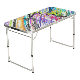 CATEGORY FIVES SWIRLING ABSTRACT ART DESIGN BEER PONG TABLE