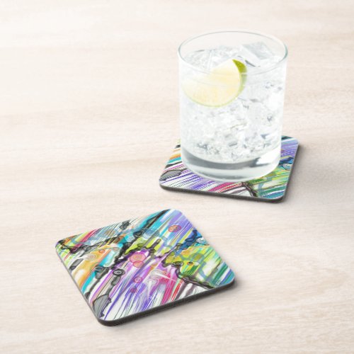 CATEGORY FIVES SWIRLING ABSTRACT ART DESIGN BEVERAGE COASTER
