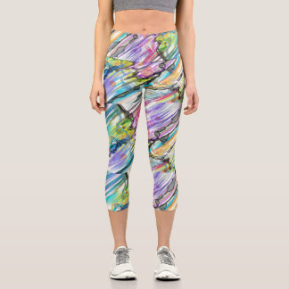 CATEGORY FIVES SWIRLING ABSTRACT ART DESIGN CAPRI LEGGINGS