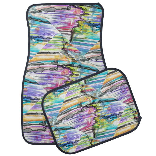 CATEGORY FIVES SWIRLING ABSTRACT ART DESIGN CAR FLOOR MAT (Set)
