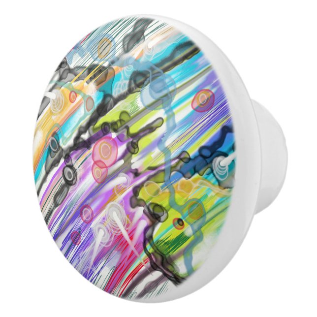 CATEGORY FIVES SWIRLING ABSTRACT ART DESIGN CERAMIC KNOB (Right)