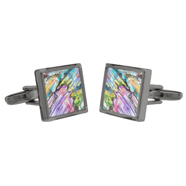 CATEGORY FIVES SWIRLING ABSTRACT ART DESIGN CUFFLINKS (Angled)