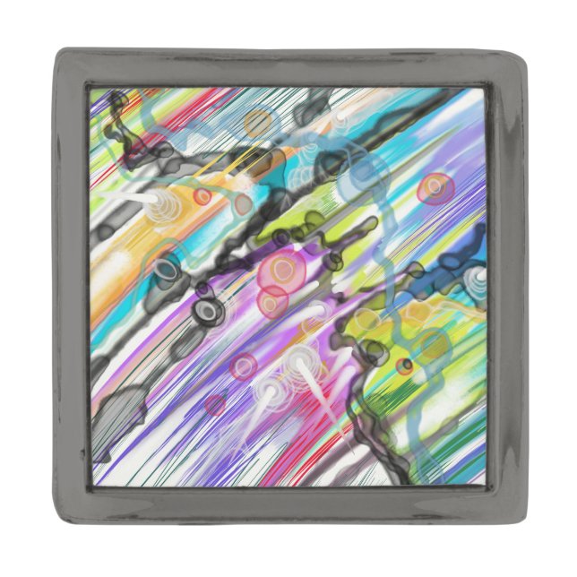 CATEGORY FIVES SWIRLING ABSTRACT ART DESIGN GUNMETAL FINISH LAPEL PIN (Front)