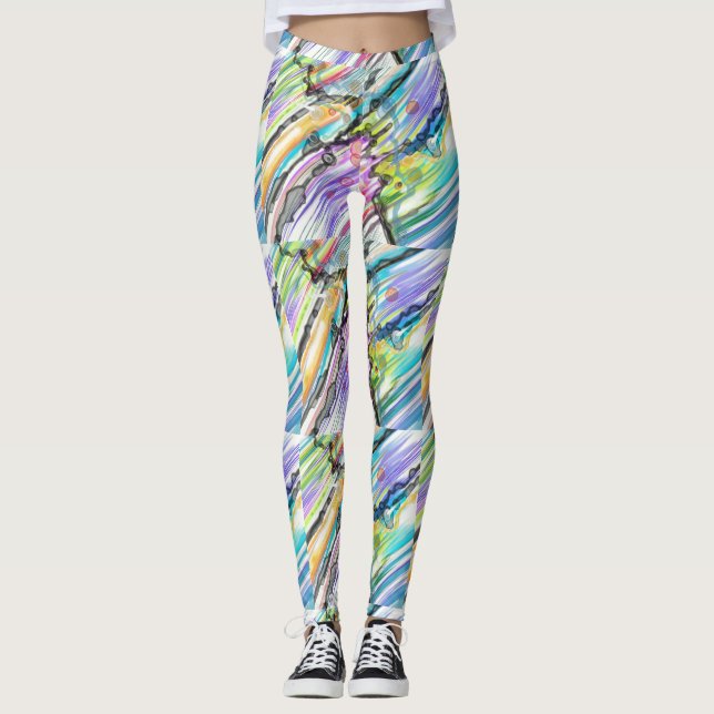 CATEGORY FIVES SWIRLING ABSTRACT ART DESIGN LEGGINGS (Front)