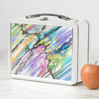 CATEGORY FIVES SWIRLING ABSTRACT ART DESIGN METAL LUNCH BOX