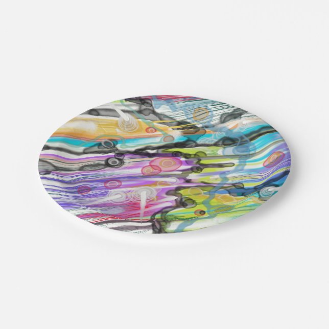 CATEGORY FIVES SWIRLING ABSTRACT ART DESIGN PAPER PLATES (Angled)