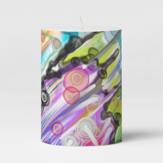 CATEGORY FIVES SWIRLING ABSTRACT ART DESIGN PILLAR CANDLE
