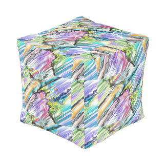 CATEGORY FIVES SWIRLING ABSTRACT ART DESIGN POUF