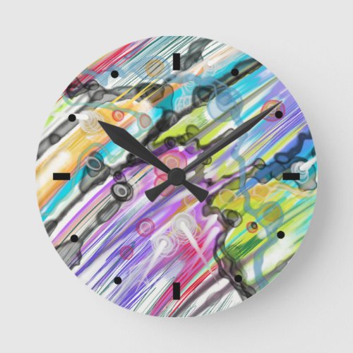 CATEGORY FIVES SWIRLING ABSTRACT ART DESIGN ROUND CLOCK
