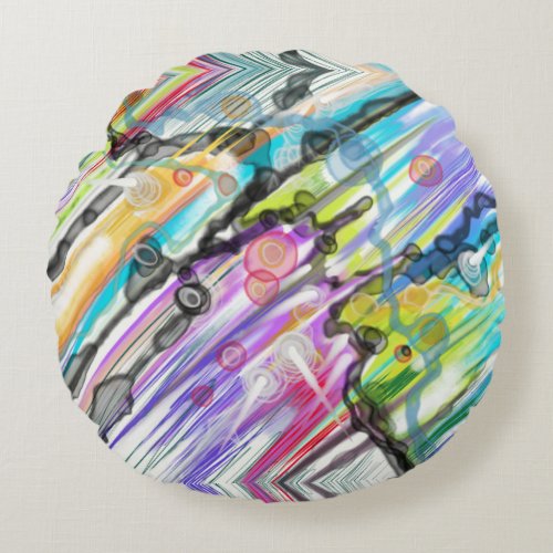 CATEGORY FIVES SWIRLING ABSTRACT ART DESIGN ROUND PILLOW