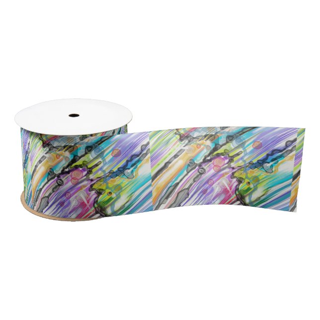 CATEGORY FIVES SWIRLING ABSTRACT ART DESIGN SATIN RIBBON (Spool)