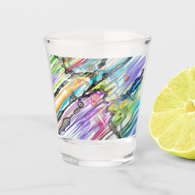CATEGORY FIVES SWIRLING ABSTRACT ART DESIGN SHOT GLASS (Front)