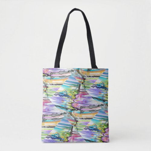 CATEGORY FIVES SWIRLING ABSTRACT ART DESIGN TOTE BAG