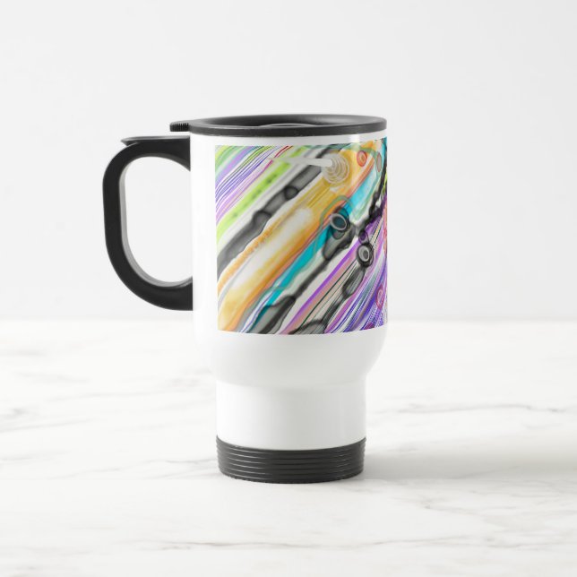CATEGORY FIVES SWIRLING ABSTRACT ART DESIGN TRAVEL MUG (Left)