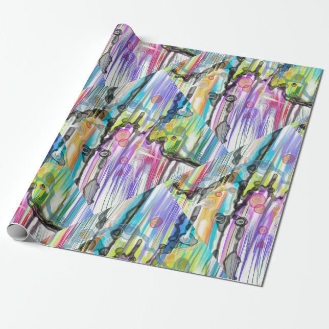 CATEGORY FIVES SWIRLING ABSTRACT ART DESIGN WRAPPING PAPER (Unrolled)