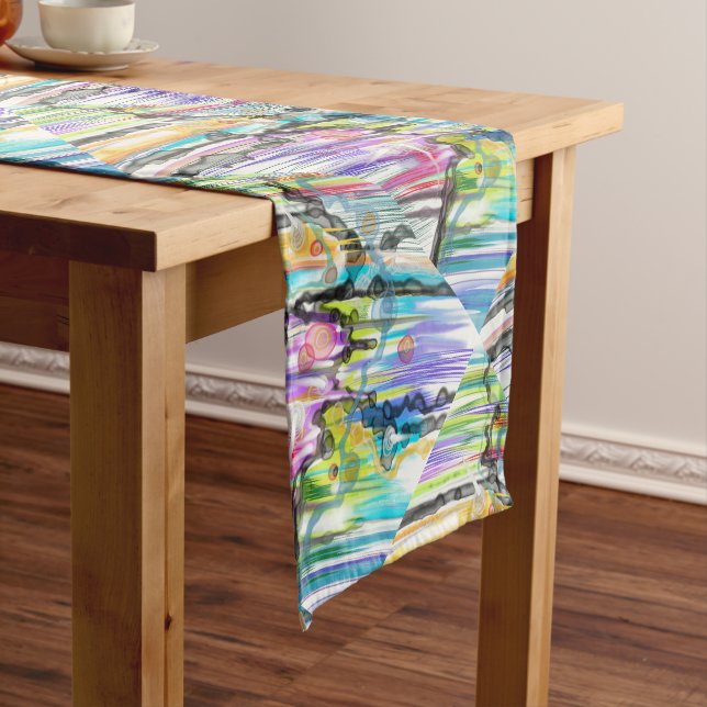 CATEGORY FIVES SWIRLING ABSTRACT ART Table Runner (In Situ)