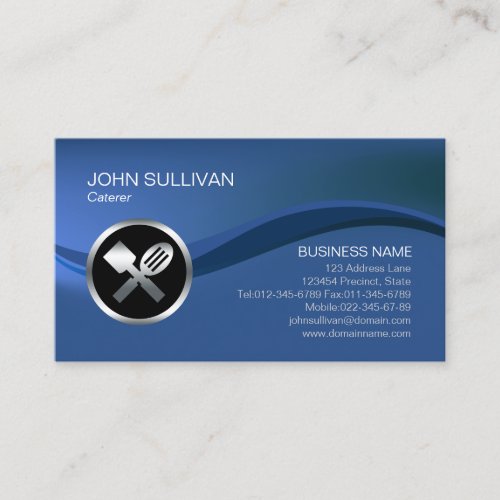Caterer Food Chrome Spatula Icon  Business Card