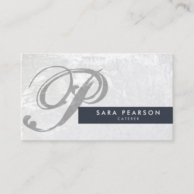 Caterer Subtle Grunge Monogram Business Card (Front)