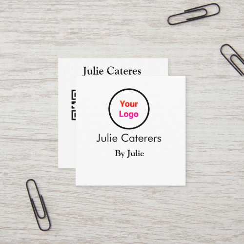 Caterers business card add your logo Q R code name