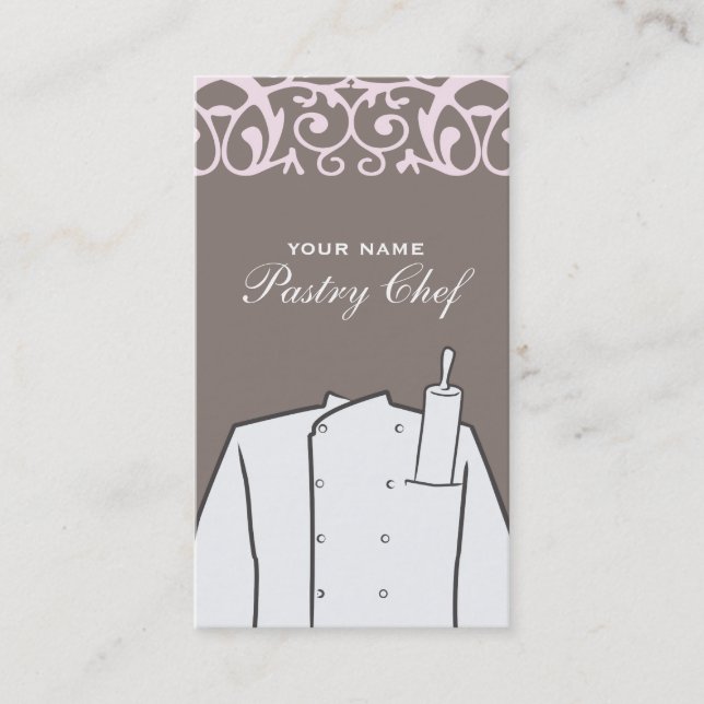 Catering Bakery Chef Coat and Rolling Pin Business Card (Front)