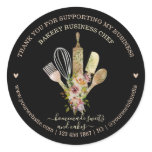 Catering Bakery Chef Rustic Eucalyptus Black Boho Classic Round Sticker Catering Bakery Chef Rustic Eucalyptus Black Boho Classic Round Sticker