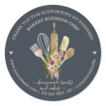 Catering Bakery Chef Rustic Eucalyptus navy boho Classic Round Sticker Catering Bakery Chef Rustic Eucalyptus navy boho Classic Round Sticker