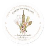 Catering Bakery Chef Rustic Eucalyptus Patterned Classic Round Sticker