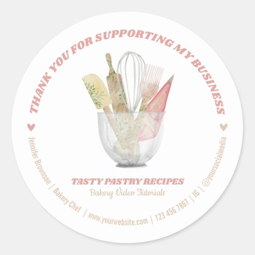 Catering Bakery Chef Thank You Classic Round Sticker