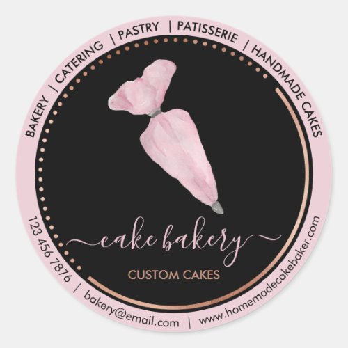 Catering Bakery Event Decoration Pastry Bag Cakes Classic Round Sticker