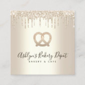 Catering Bakery Pastry Chef Gold Glitter Drips Square Business Card (Front)