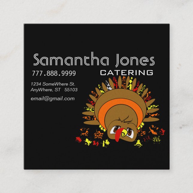 Catering Business Card with Cute Turkey (Front)