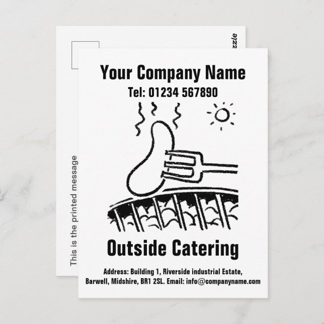 Catering Cartoon Design to Personalise Postcard (Front/Back)