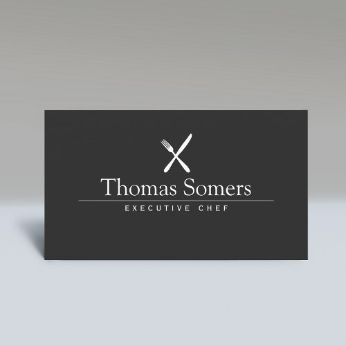 Catering Chef Black Knife Fork Business Card