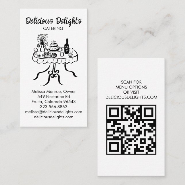 Catering Chef Event Planning Food Prep CUSTOM QR  Business Card (Front/Back)