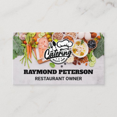 Catering Chef Logo  Food Spread Business Card