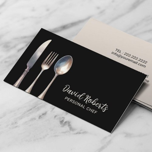 Catering Chef Restaurant Professional Black Business Card