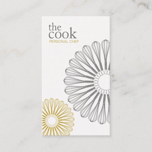 Customizable Personal Chef Modern Catering Whisk Elegant Business Card Templates