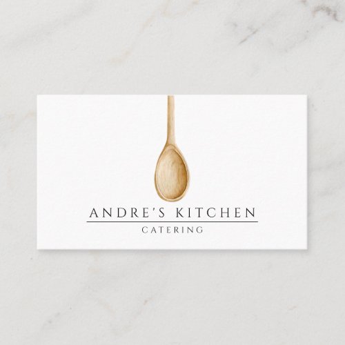 Catering Culinary Watercolor Mixing Wooden Spoon Business Card