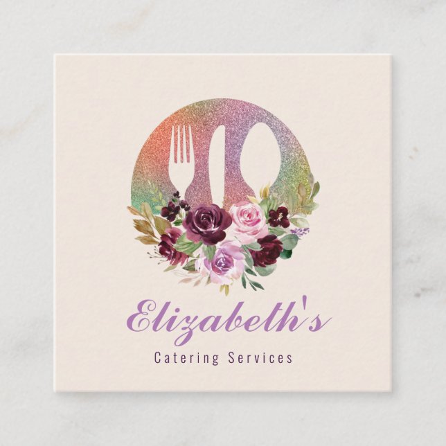 Catering floral logo business card (Front)