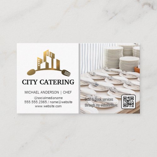Catering Logo  Banquet Events Plate Setup Business Card